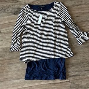 Striped Tunic with Bell Sleeve
